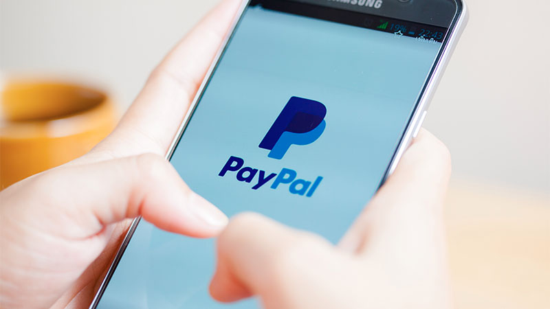 paypal logo on mobile phone