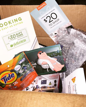 subscription box with various items