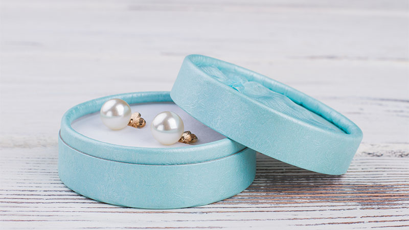 pearl earrings in a box