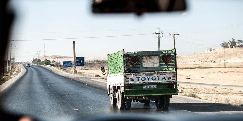 Toyota truck on the road