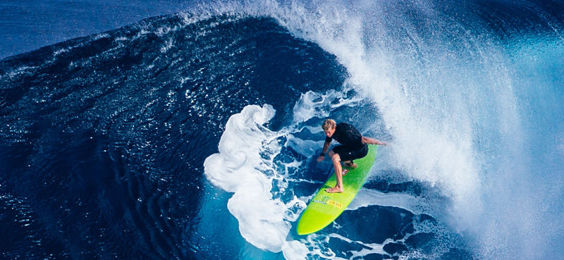 Surfer riding a wave