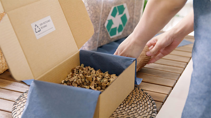 woman preparing delivery package