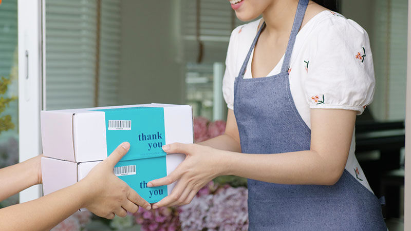 woman receiving package