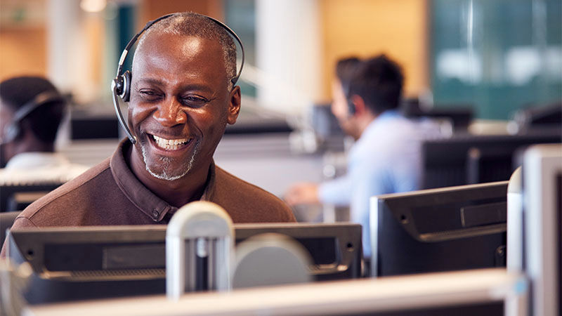 man wearing a headset