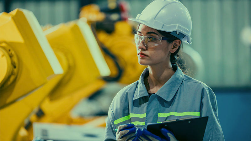 woman in hard hat