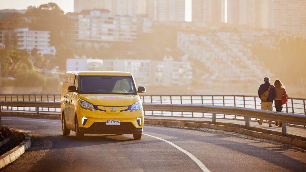 dhl express australia van on the road