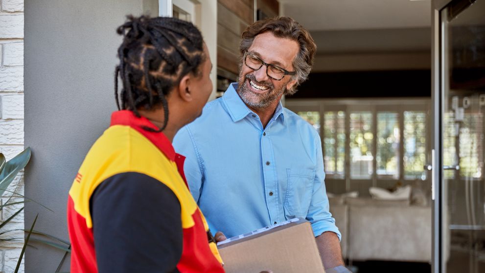 dhl express customer receiving a father’s day gift