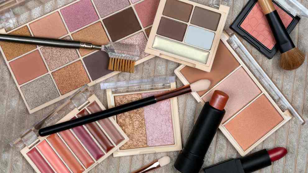 Selection of cosmetics and makeup. Cosmetics are substances or products used to enhance or alter the appearance of the face and body.