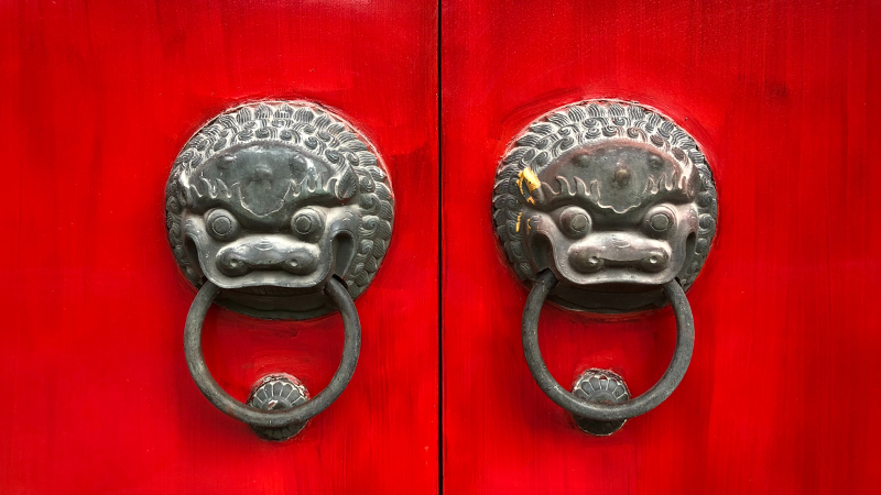 Chinese themed door handles