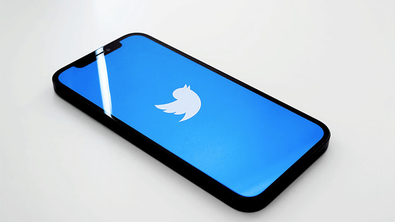 twitter logo on mobile phone screen
