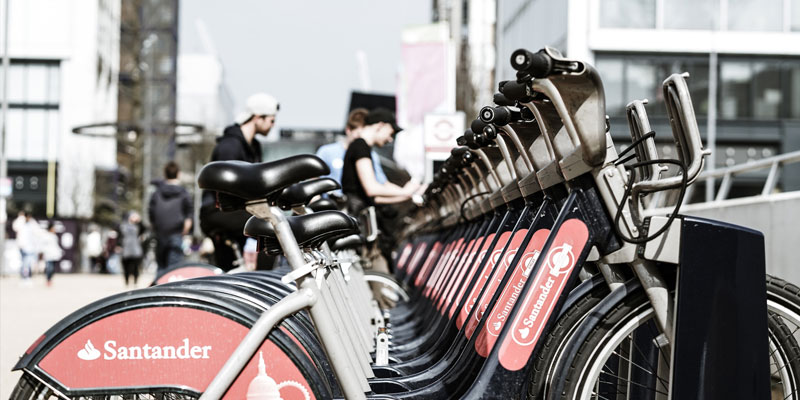 bicycles with Santander logo