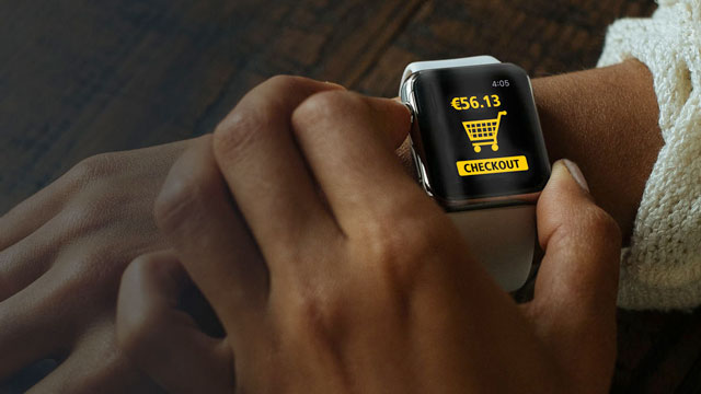 Smart watch with checkout on the screen