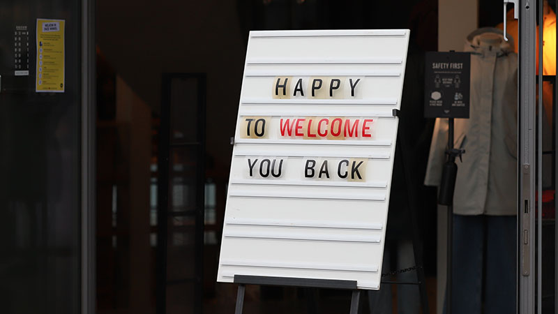 happy to welcome you back sign