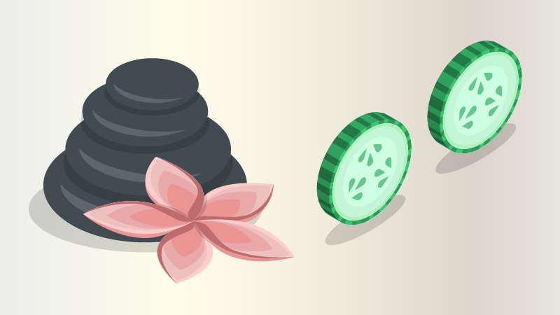 cucumber and stacked stones