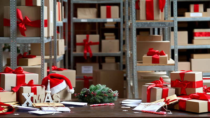 presents in a warehouse