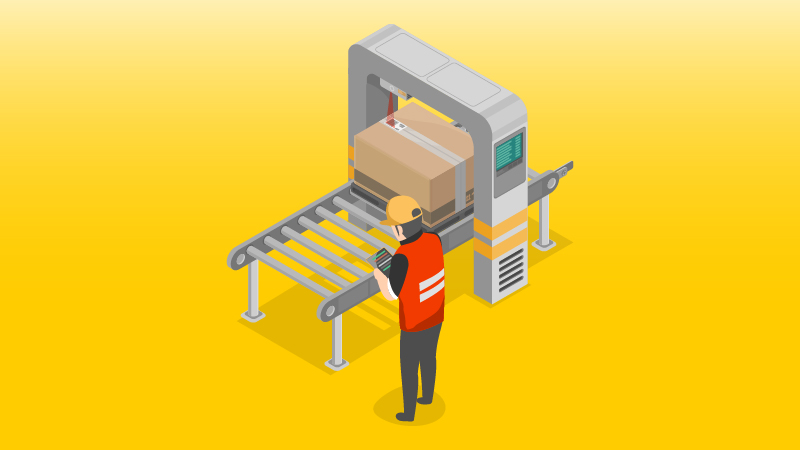 graphic of parcel scanning machine