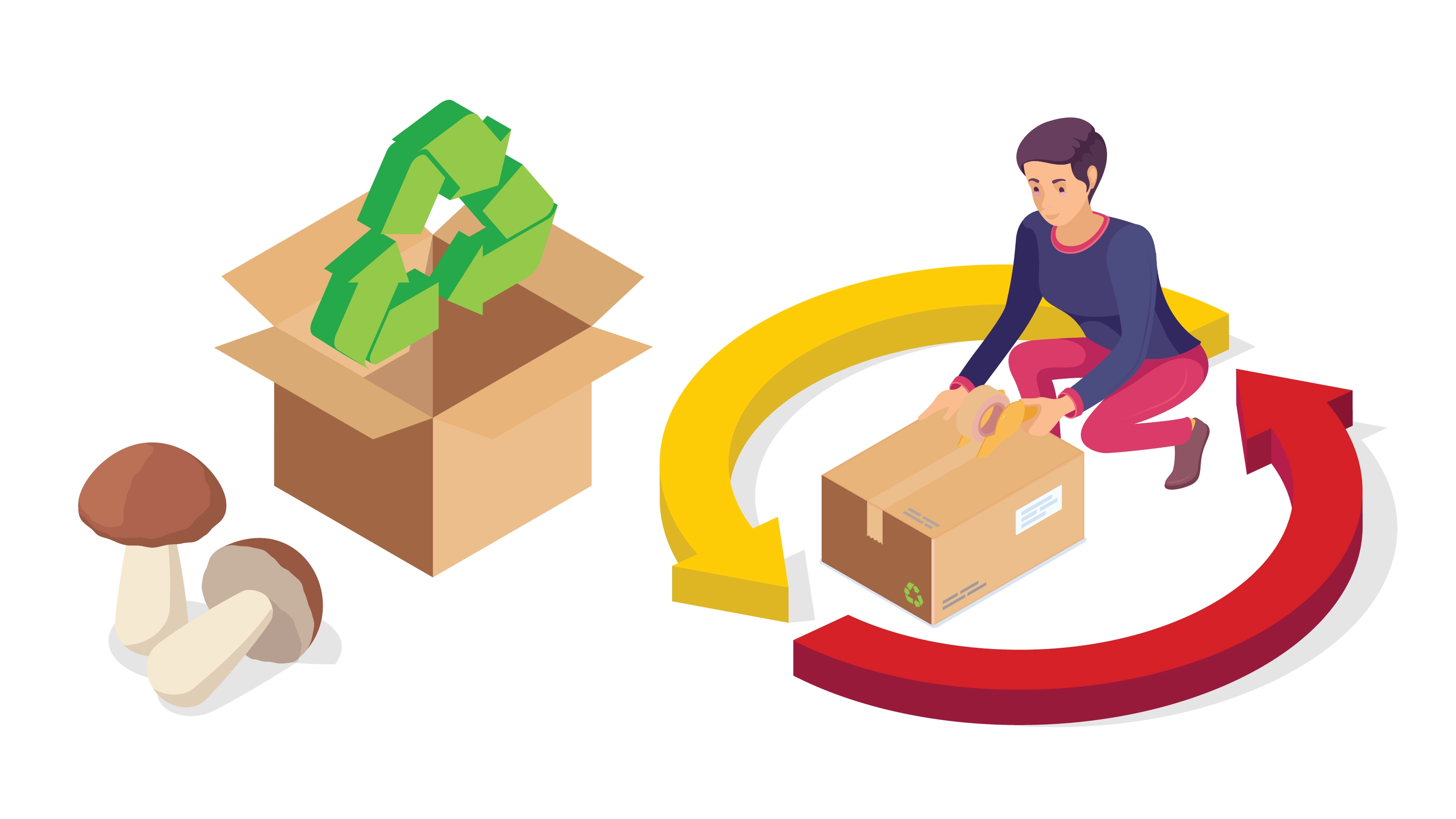 graphic of woman packing brown packages