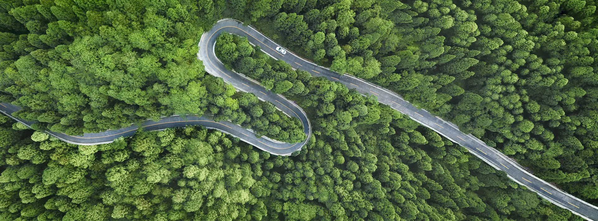 aerial view of a road with a car