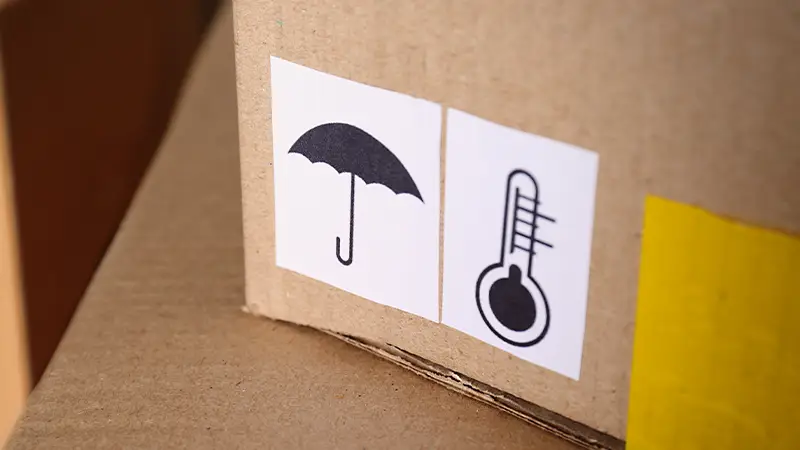 box with umbrella and thermometer 