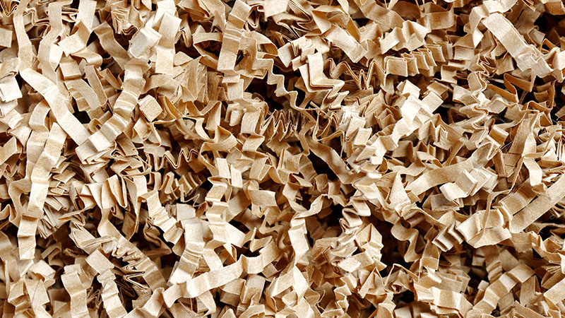 Close-up of corrugated cardboard paper pieces