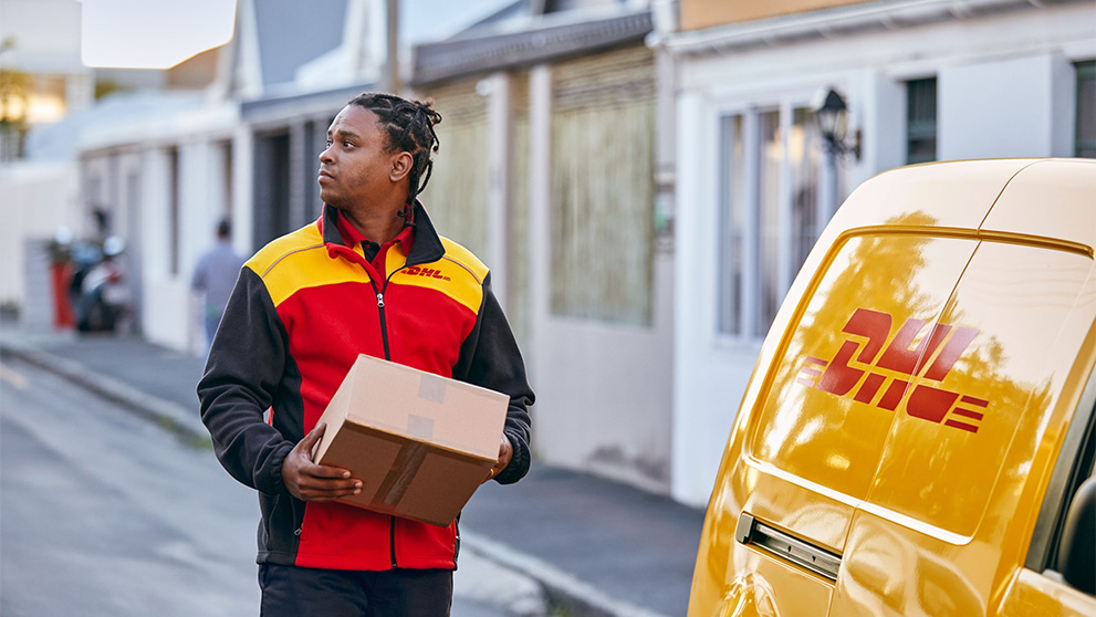 DHL courier handling parcel