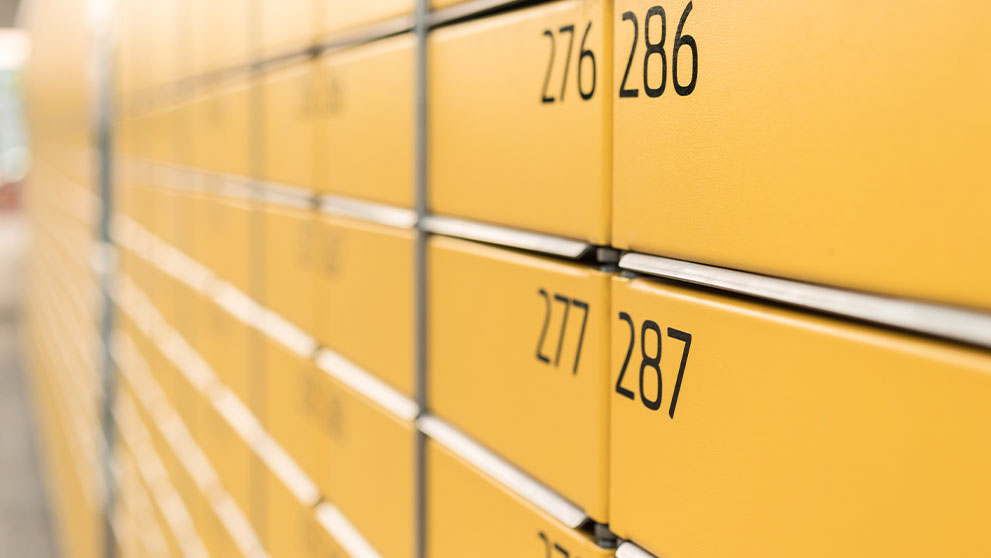 yellow parcel lockers