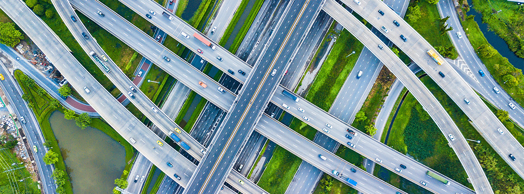 aerial shot of highways