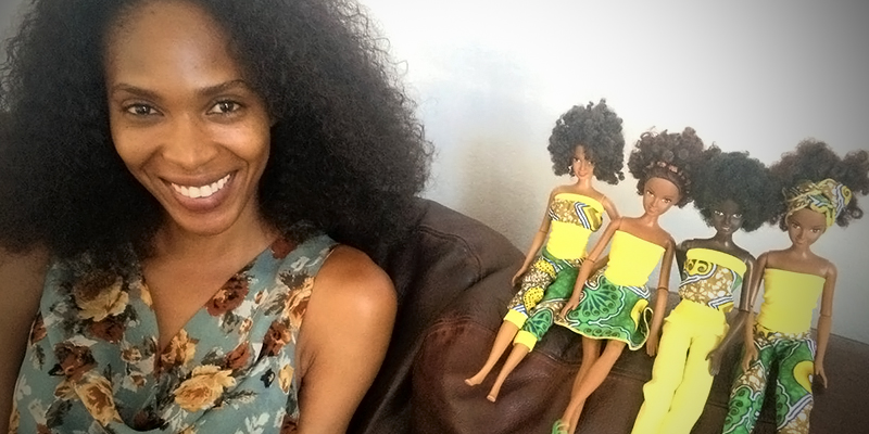 Mala Bryan with her Malaville Dolls wearing yellow outfits