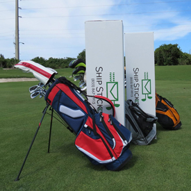 Ship Sticks golf bags with clubs inside