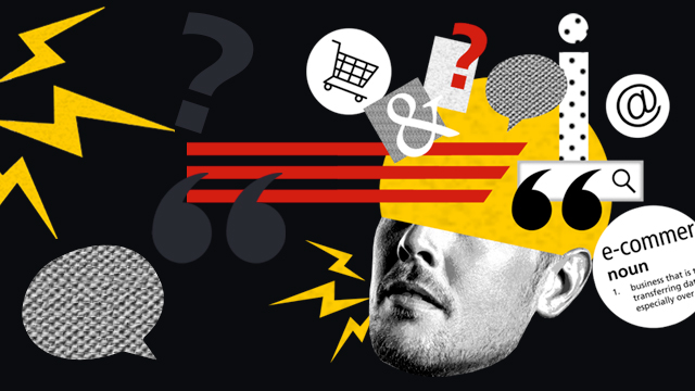 DHL graphic with a face and 'ecommerce' definition